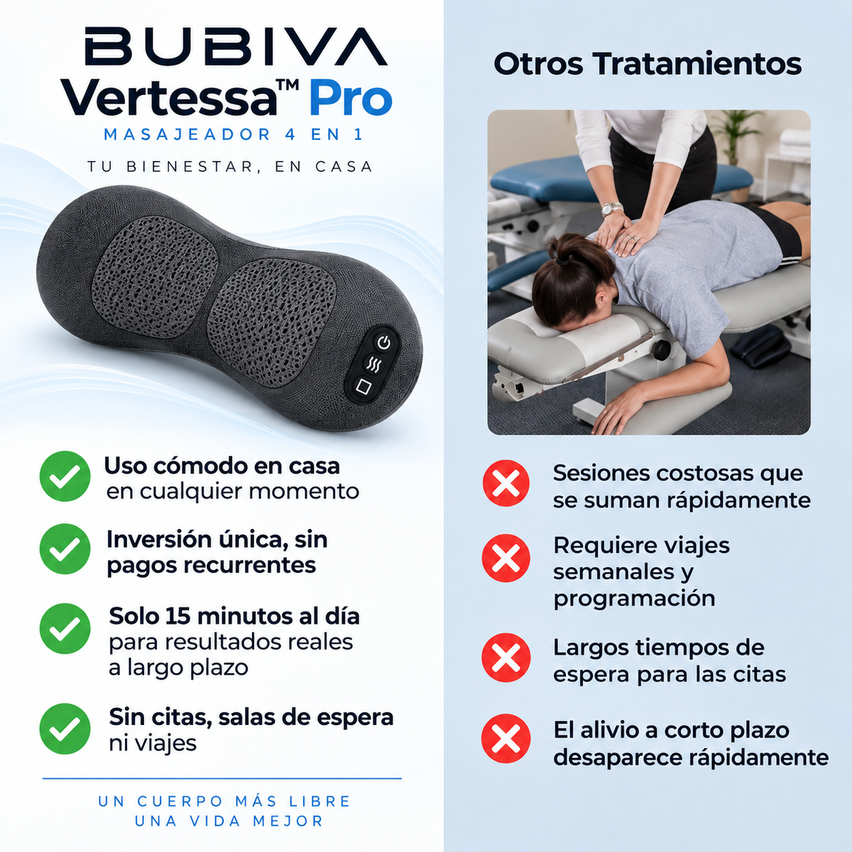 Bubiva Vertessa™ Pro — Masajeador de Espalda para Ciática y Dolor Lumbar